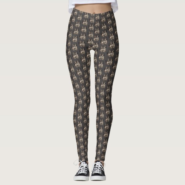 Niedliches Raccoon Blown Kisses Leggings (Vorderseite)