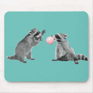 Niedliches Raccoon Blue Bubble Gum Mousepad