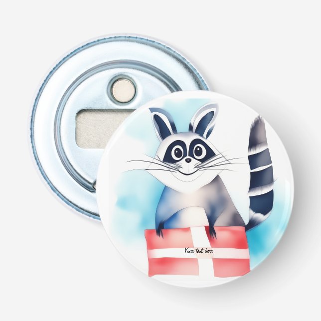 Niedliches Raccoon-Geburtstagsgeschenk Flaschenöffner (Vorderseite)
