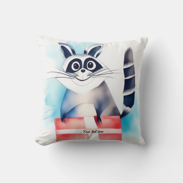 Niedliches Raccoon-Geburtstagsgeschenk Kissen (Vorderseite)