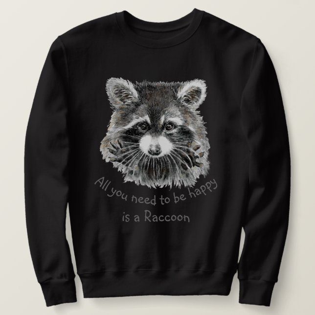 Niedliches Raccoon-Happy Inspiration Sweatshirt (Design vorne)