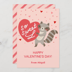 Niedliches Raccoon Kinder Klassenzimmer Valentine Einladung