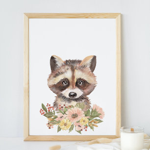 Niedliches Raccoon Kinderzimmer Wall Art Décor, Ba Poster