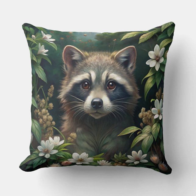 Niedliches Raccoon Kissen (Vorderseite)
