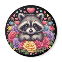 Niedliches Raccoon mit farbenfrohen Blume und Herz