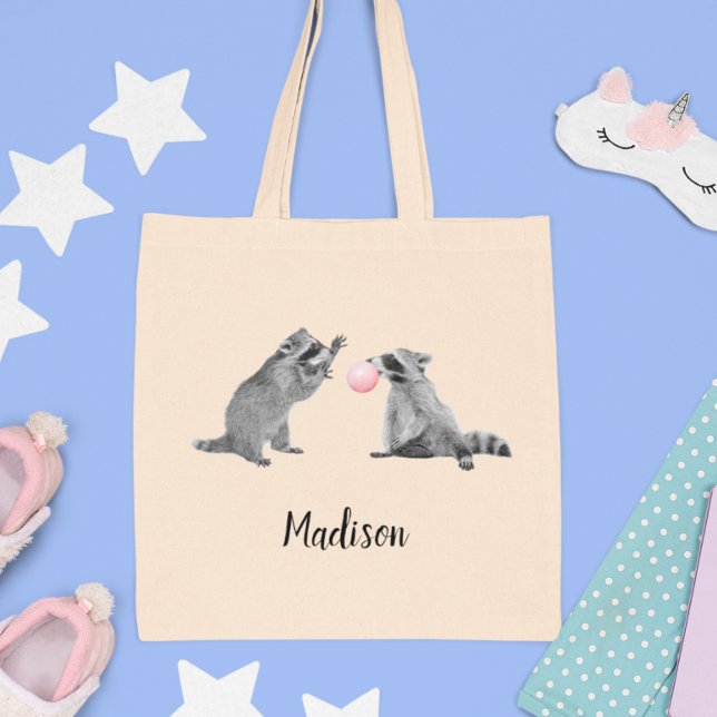 Niedliches Raccoon mit Personalisiertem Bubble Gum Tragetasche (Von Creator hochgeladen)