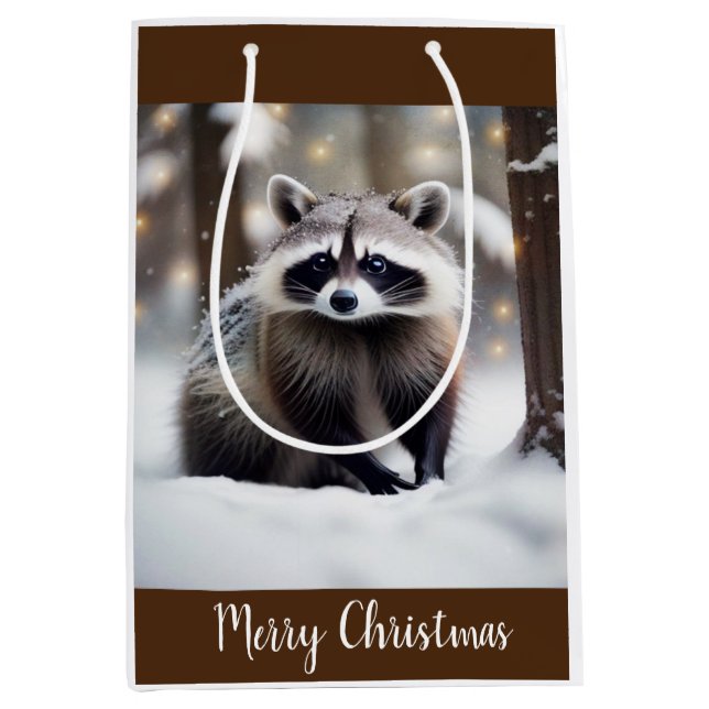 Niedliches Raccoon Mittlere Geschenktüte (Vorderseite)