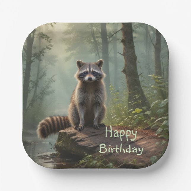 Niedliches Raccoon Pappteller (Vorderseite)