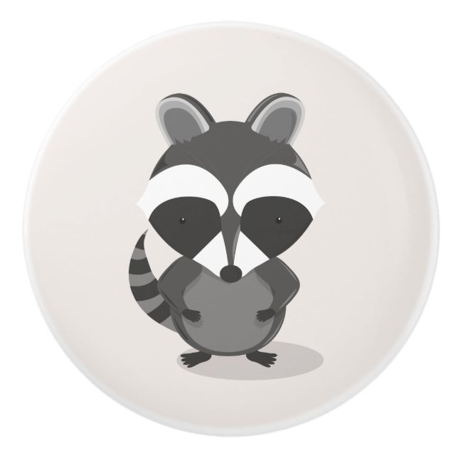 Niedliches Raccoon-Waldtier Keramikknauf (Vorderseite)