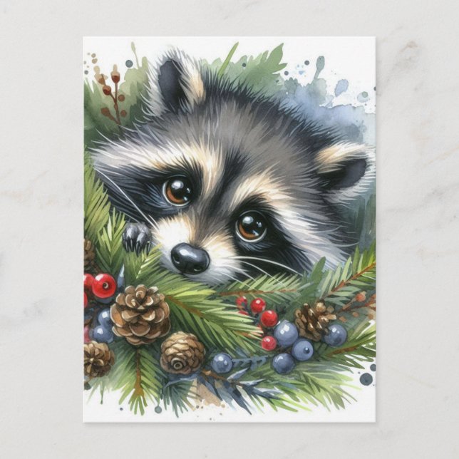 Niedliches Raccoon Wasserfarbe Postkarte (Vorderseite)