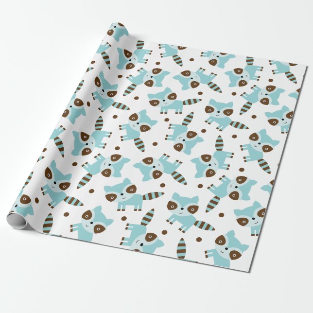 Niedliches Raccoon Wrapping Paper Geschenkpapier (Ungerollt)