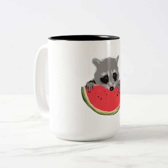 Niedliches Raccoon Zweifarbige Tasse (Vorderseite Links)