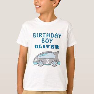 Niedliches Race Car Blue Birthday Boy Gast Ehre T-Shirt