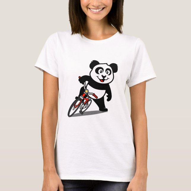 Niedliches Radfahren Panda T-Shirt (Vorderseite)