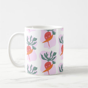 Niedliches Radish- und Carrot-Cartoon-Muster Kaffeetasse