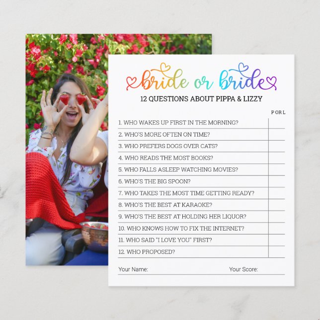 Niedliches Rainbow Heart Script Bridge oder Bride  (Vorne/Hinten)