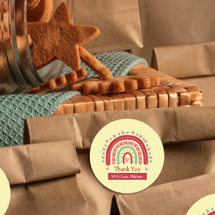 Niedliches Rainbow Herzlichen Dank Runder Aufkleber