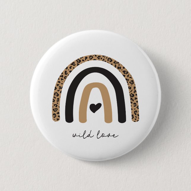 Niedliches Rainbow Leopard Muster Button (Vorderseite)