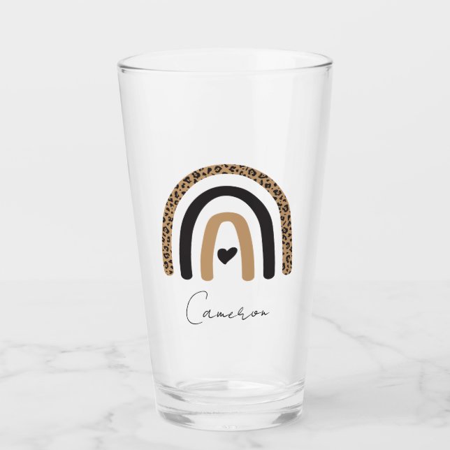 Niedliches Rainbow Leopard Muster Glas (Vorderseite)