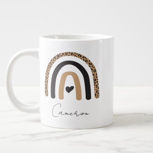 Niedliches Rainbow Leopard Muster Jumbo-Tasse (Links)