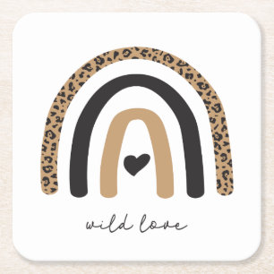 Niedliches Rainbow Leopard Muster Rechteckiger Pappuntersetzer