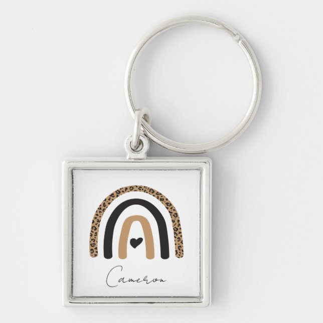 Niedliches Rainbow Leopard Muster Schlüsselanhänger (Vorne)