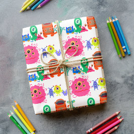 Niedliches Rainbow Monster-Wrapping-Papier Geschenkpapier Set