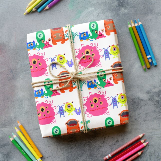 Niedliches Rainbow Monster-Wrapping-Papier Geschenkpapier Set (Von Creator hochgeladen)