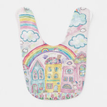 Niedliches Rainbow-Muster Personalisiert Baby Bib