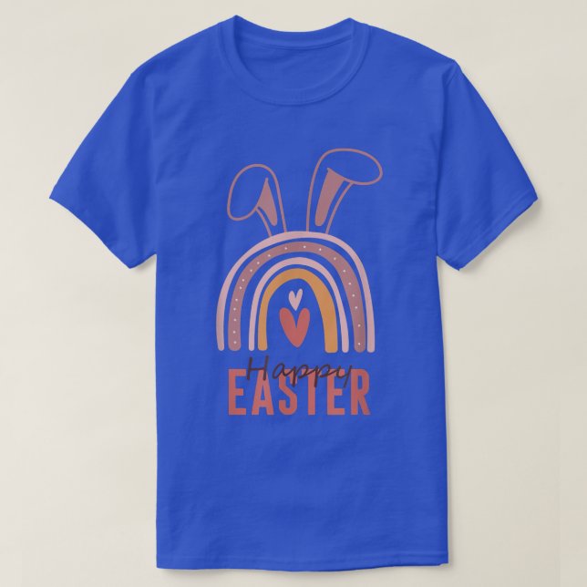 Niedliches Rainbow Rabbit Bunny Oars Happy Osterfe T-Shirt (Design vorne)