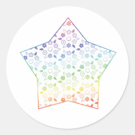 Niedliches Rainbow Spring Blume Lattice Muster Runder Aufkleber