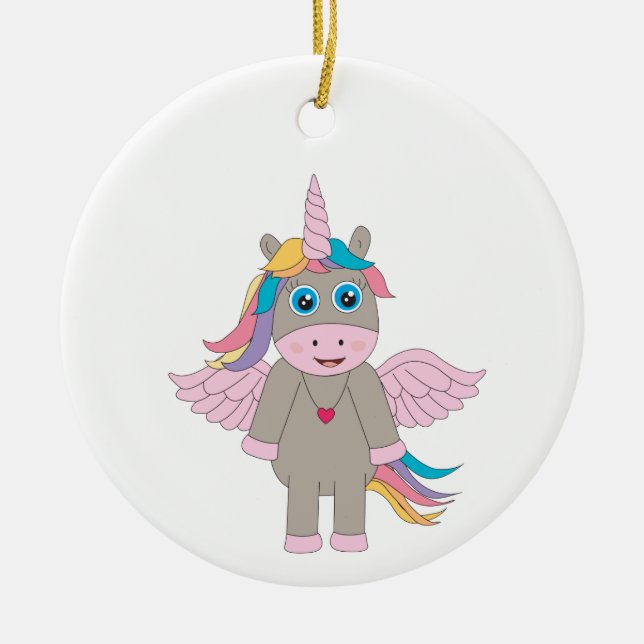 Niedliches Rainbow Unicordesign Keramik Ornament (Vorne)
