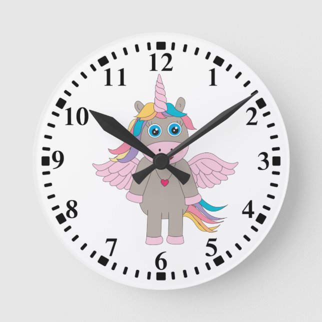 Niedliches Rainbow Unicordesign Runde Wanduhr (Vorderseite)
