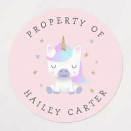 Niedliches Rainbow Unicorn Custom Kinderetiketten