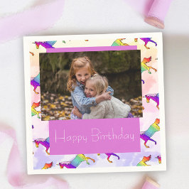 Niedliches Rainbow Unicorn-Foto Serviette