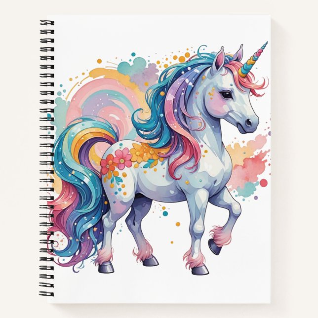 Niedliches Rainbow Unicorn Notizbuch (Vorderseite)