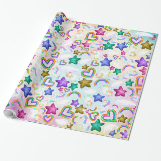 Niedliches Rainbow Unicorn Pastel Pink Wrapping Pa Geschenkpapier