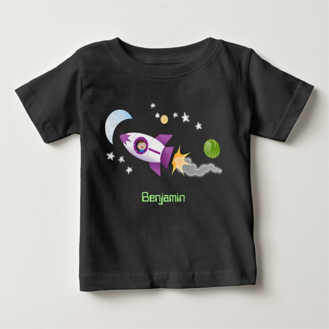 Niedliches Raketenschiff zur Darstellung des Carto Baby T-shirt (Vorderseite)