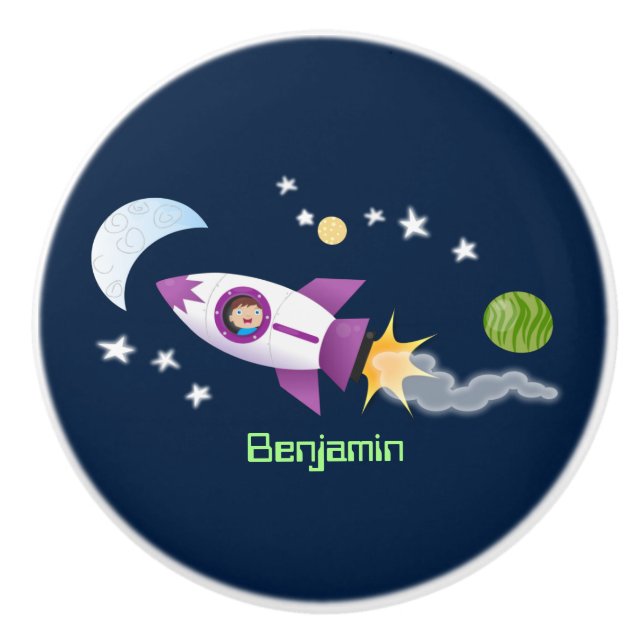 Niedliches Raketenschiff zur Darstellung des Carto Keramikknauf (Vorderseite)