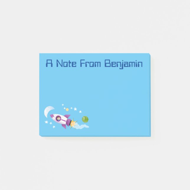 Niedliches Raketenschiff zur Darstellung des Carto Post-it Klebezettel (Vorderseite)