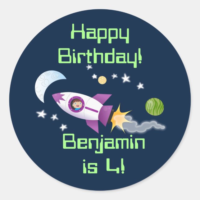 Niedliches Raketenschiff zur Darstellung des Carto Runder Aufkleber (Vorderseite)