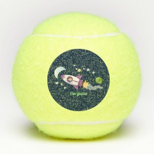 Niedliches Raketenschiff zur Darstellung des Carto Tennisbälle