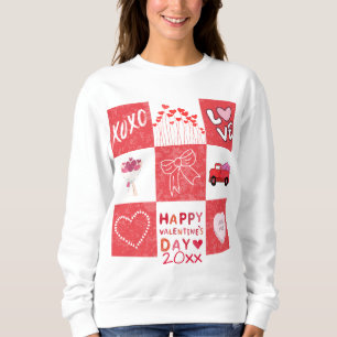 Niedliches Raster des Valentinstags der Liebe Sweatshirt
