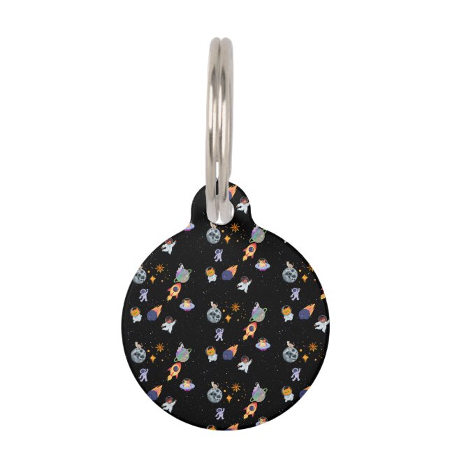 Niedliches Raumkätzchen in der Galaxie Haustiermarke (Vorderseite)