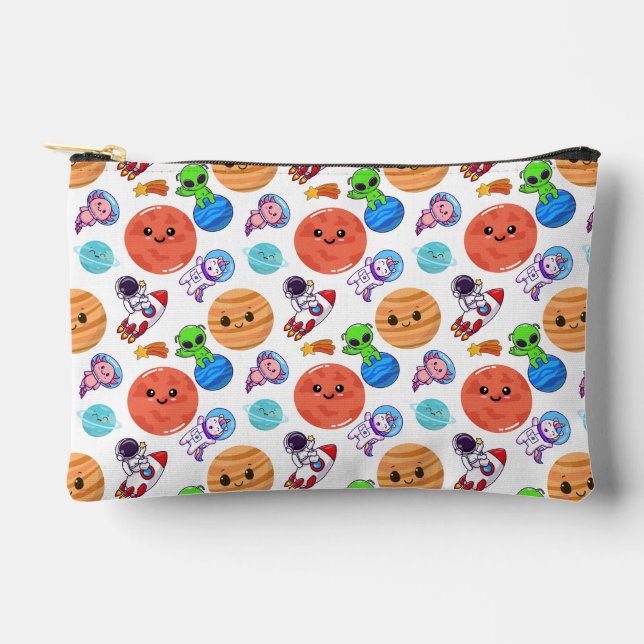 Niedliches Raummuster Makeurekorrektur-Beutel Zubehörtasche (Vorderseite)