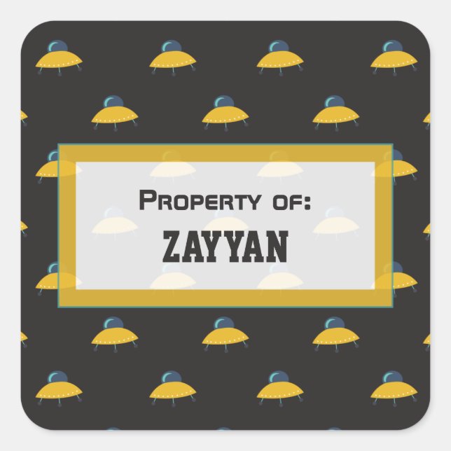 Niedliches Raumraummuster Personalisiert Quadratischer Aufkleber (Vorderseite)