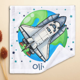 Niedliches Raumschiff um die Erde Waschlappen