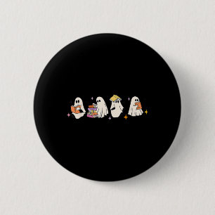 Niedliches Reading Ghost Halloween Ghost Buch Spoo Button