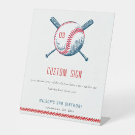 Niedliches Red Baseball Bat Birthday Custom Party Sockelschild