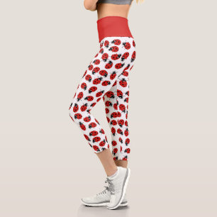 Niedliches Red & Black Ladybug Muster Capri Leggings